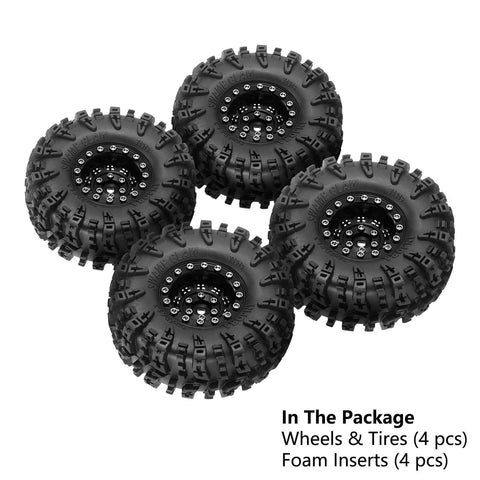 1.3 Inch Wheel Tires Set With S5 Swamp Claw Mud Terrain Tread And Aluminum Wheels For 1/18 And 1/24 RC Crawlers Like SCX24 TRX4M Upgrade Built Tough For Off Road Adventures