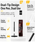 Light Silver Wheel Rim Touch Up Paint With Built In Brush For Knocking Out Curb Rash And Scrapes On Alloy Rims Plus Faster Five Minute Set For A Clean Showroom Grade Finish Daily showcasing a dual-tip applicator pen design for precision dabbing and brushing.