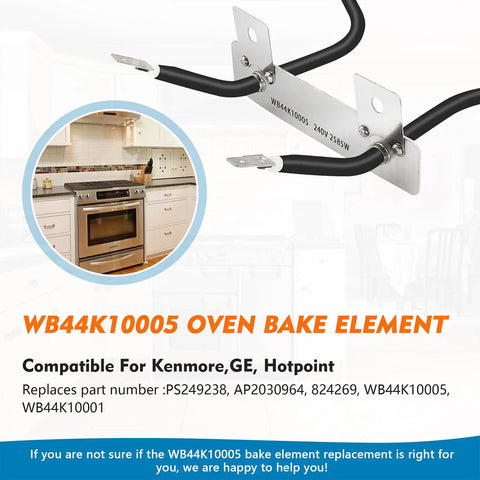 Bake Element Oven Heating Replacement For General Electric Hotpoint Kenmore Stoves And Ovens WB44K10005 Replaces 824269 AP2030964 WB44K10001 PS249238 Bottom Oven Heating Element