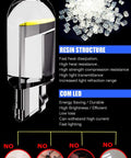 Close-up of 30 Pack 194 LED Bulbs 6000K Cool White Canbus Error Free T10 Wedge COB Bulbs showing resin structure and COM LED features.