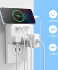 Foldable Travel Power Strip With USB C Outlets Non Surge Protector 3.4A Total Multi Plug Wall Socket Go To Cruise Essentials