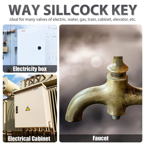 4 Way Sillcock Water Key Set 2 Pack Heavy Duty Steel Cross Wrench usage for faucet and electrical cabinets