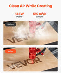 Before and after using Beast Mode Solder Fume Extractor With 510 Cubic Meters Per Hour Suction Four Stage Filtration Ten Speed Brushless Smoke Absorber Remote Control For Laser Engraving And 3D Printing Keeps Your Shop Air Clean.