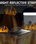 Two Pocket Fireproof Document Bag 2000 Degree Waterproof Money Bag for Cash and Important Papers, reflective strips shown.