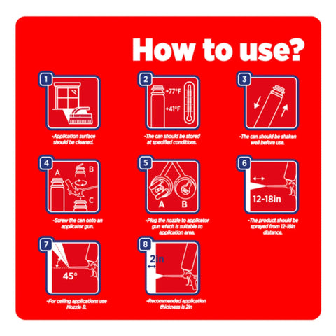 How to use Heavy Duty Fire Rated Spray Foam Insulation Kit with application instructions and steps for proper sealing.
