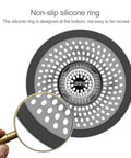 Close-up of Detachable Drain Hair Catcher And Shower Strainer For Bathtub Stainless Steel Drain Protector with non-slip silicone ring