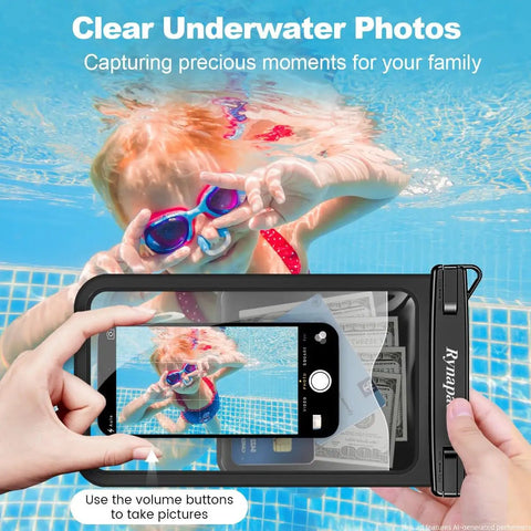 Using Large IPX8 Waterproof Phone Pouch 2 Pack Up To 10 Inch Case For underwater photography with iPhone in pool