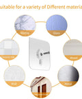 Zero Drama Wall Mount Self Adhesive Screw Set No Prep Stick On Heavy Duty Hooks on various materials like glass and tile.