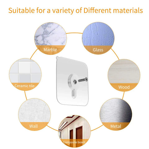 Zero Drama Wall Mount Self Adhesive Screw Set No Prep Stick On Heavy Duty Hooks on various materials like glass and tile.