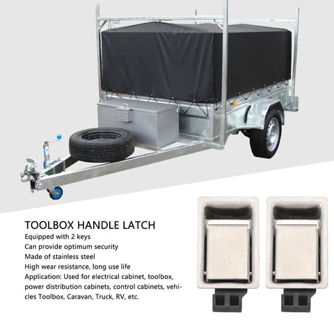 Heavy Duty Commercial Grade Stainless Steel Flush Mount Paddle Handle Lock Pair, Built Like A Tank Truck Toolbox Latch With Hella Fast Installation For Trucks And Trailers
