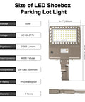 LED Parking Lot Light With Photocell, 19000 Lumens Shoebox Pole Fixture, Heavy Hitter For 400W HID And HPS Replacement, 5700K details