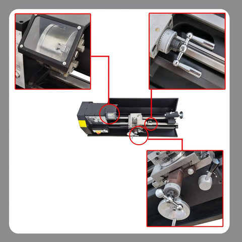 Heavy Duty 110V Bench Lathe Built For Badass Metal And Wood Machining Using A Rock Solid Four Way Tool Post To Enable Killer Precision Threading Plus Slick Horizontal Processing Up To 10.2 Inch Swing