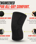 Gym Rat Approved Unisex Compression Knee Support Sleeve Boasting Four Way Stretch Fabric For Peak Flexibility And Serious Joint Armor During Heavy Lifting Sessions And Everyday Hustle In Sleek Black Medium Cut, showing knit fabric and silicone grip details.
