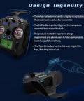 FS ST8 2.4GHz RC Transmitter With 10 Channels and FS SR8 Receiver shown with ergonomic design and interface details.