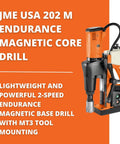 Heavy Duty 1280W Magnetic Base Drill With Side Mounted Hand Feeds Knocking Clean Holes Through Steel And Heavy Metal Built Tough Like A Real Shop Workhorse Ready To Hustle All Day Long on a white background.