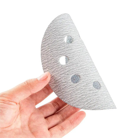 Premium 5 Inch Sanding Disc With 8 Holes for Dust Free Grinding held in hand, hook and loop backing for wet or dry use.