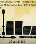 24 Piece Clamp Kit Set M6 for Rotary Tables, Milling Tables, Face Plates and Vertical Slides displayed on a table
