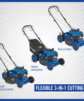 21 Inch 3 In 1 Self Propelled Gas Lawn Mower With 200cc OHV Engine Kickin Power Through Thick Grass Wet Yards And Uneven Terrain Mulch Bag Side Discharge For Easy Cleanup, 3 cutting modes