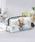Travel Toiletry Organizer Bag For Women And Men, Waterproof Dopp Kit with teddy bear design on a cloud, ideal for cosmetics.
