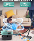 Mint Green 19 In 1 Detachable Steam Mop With Handheld Unit And Huge 54 Oz Tank for deep cleaning in a family setting.