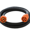 Heavy Duty Nema L2130 30 Amp Three Phase 120 208V Industrial Rubber Extension Cord 25 Feet Locking Cable with orange connectors.