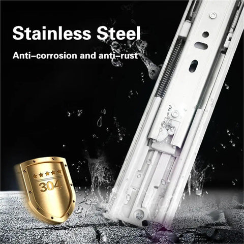 Stainless Steel Drawer Runners With Soft Close Slides For Smooth Quiet Drawer Gliding In Kitchen Office Or Workshop Cabinets 20 Inch Length Heavy Duty Furniture Rails Built For Easy No Jam Drawer Operation, featuring anti-corrosion and anti-rust design
