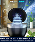 All In One Ultrasonic Retainer Cleaner For Mouthguards Aligners Braces Night Guards And Dental Appliances 200 ML 45KHz With Four Cleaning Modes Easy Clean For Rings Jewelry Cleaner Includes Cleaning Pod And Basket black ultrasonic cleaner before-after in bathroom