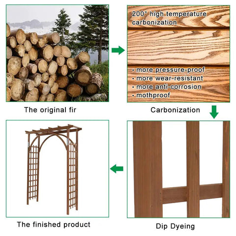 85 Inch Wooden Garden Arbor Arch For Outdoor Weddings And Ceremonies, Solid Wood Trellis transformation process