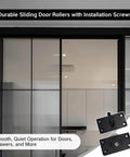 2 Pack Sliding Cabinet Door Hardware Kit Black Hidden Track System With Durable ABS And Nylon Wheels installed view