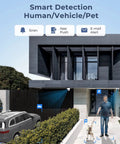 Modern home with 12MP PoE Security Camera System With 8 Cameras, H.265, 16 Channel NVR, 4TB HDD, detecting person and pet.