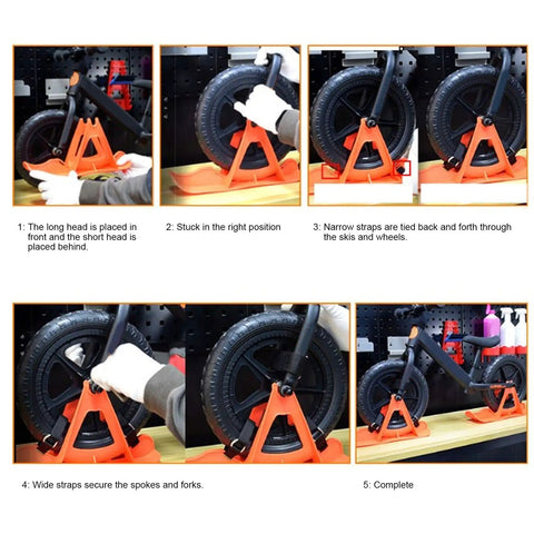 Step-by-step installation of Snow Sledge Board Set for Kids Balance Bike and Scooter turns your ride into a fun winter sled portable orange snowboard.
