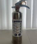 Heavy Hitter Class K Wet Chemical Fire Extinguisher showing safety instructions for commercial kitchen use.