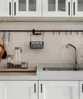 Modern kitchen with 10 Pack 5 Inch Matte Black Cabinet Handles For Cabinets And Drawers Durable Metal Pulls and smooth edges.