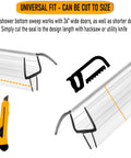 Shower Door Bottom Seal With Drip Rail For 1/2 Inch Glass, 36 Inch Sweep, Ultra Clear Polycarbonate, Easy Cut To Fit