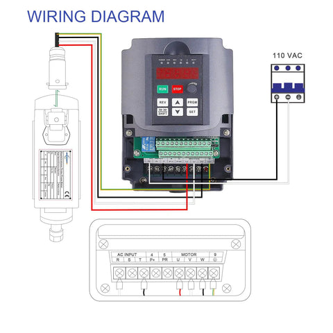 Wiring diagram for 2.2kW CNC Spindle Motor Kit For Router Engraver 110V ER20 High Speed Air Cooled Spindle 0 To 24000 RPM