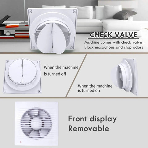 Go To Ultra Thin 4 Inch Exhaust Fan With Check Valve For Window Or Wall Mount, 12W 110V Kitchen Bathroom Greenhouse Garage Vent