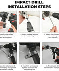 Impact drill installation steps for Titanium Nibbler Drill Attachment For Sheet Metal Cutting 2 Pack with clear visuals and instructions.