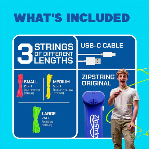 Crazy Fun Rope Launcher Toy For Kids And Adults, Fly A String Loop Across The Sky For Endless Tricks And Laughs, As Seen On Shark Tank, includes strings and USB-C