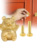 Gold Brass Panda Cabinet Handle With Funny Animal Statue Pull For Wardrobe Drawer Knob And Cupboard Dresser Hardware Suitable For Kitchen Renovation Projects, gold brass panda knob with screws