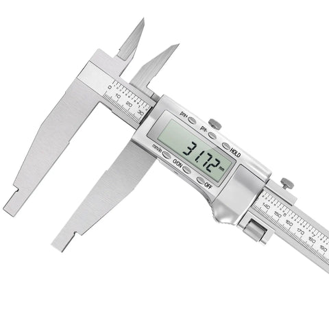 20 Inch Digital Caliper With 4 Inch Jaw Depth, full metal frame, large LCD screen showing measurement, pro grade precision tool