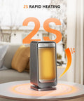 Cozy 1500W Space Heater With Remote, Portable Electric Heater, shown heating room quickly on a table indoors.