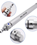Close-up images of the Mini Pneumatic Cylinder 16mm Bore 150mm Stroke Double Acting With Y Connector And Two Pneumatic Quick Fittings MAL16x150