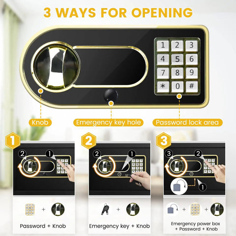 Heavy Duty Home Drop Safe Box With Waterproof And Fireproof Steel Build Digital Lock and knob, emergency key hole, password