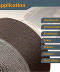 Pro Grade Emery Cloth Sandpaper Roll 120 Grit 1.5 In X 10 Yards Aluminum Oxide Abrasive for various applications.