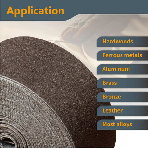 Pro Grade Emery Cloth Sandpaper Roll 120 Grit 1.5 In X 10 Yards Aluminum Oxide Abrasive for various applications.