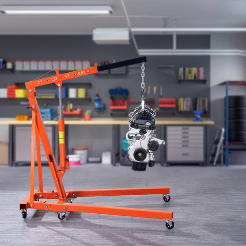 2 Ton Hydraulic Engine Hoist With Lever And Leveler Heavy Duty Cherry Picker Shop Crane in garage lifting engine