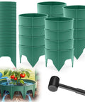Must Have 80 Piece Adjustable Interlocking Plant Rings Kit With Mallet For Garden Beds Fits 8.2 To 15.7 Inch Diameter Flexible Reusable Green