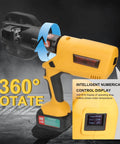 Heavy Duty 12 Ton Electric Hydraulic Cable Crimping Machine With Digital Readout And Eleven Premium Dies powered by a rechargeable battery.