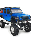 Hella Sick Metal Roof Rack And Luggage Carrier Fits 1 24 Scale RC Crawlers Compatible With Axial Scx24 Gladiator Off Road Truck Upgrade Gear And Spare Parts, blue off-road RC truck with roof rack and large tires