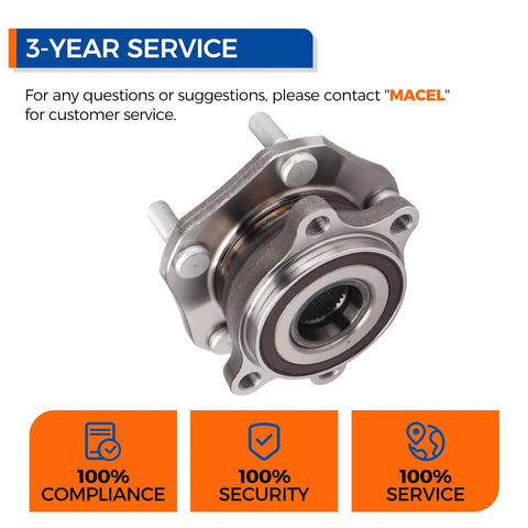 Front view of Front Wheel Bearing And Hub Assembly 513357 For Nissan Qashqai 2017 2018, Rogue 2014 2023, Rogue Sport 2017 2022 With ABS
